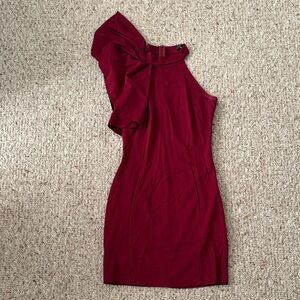Lulu's Chic One-Shoulder Burgundy Dress